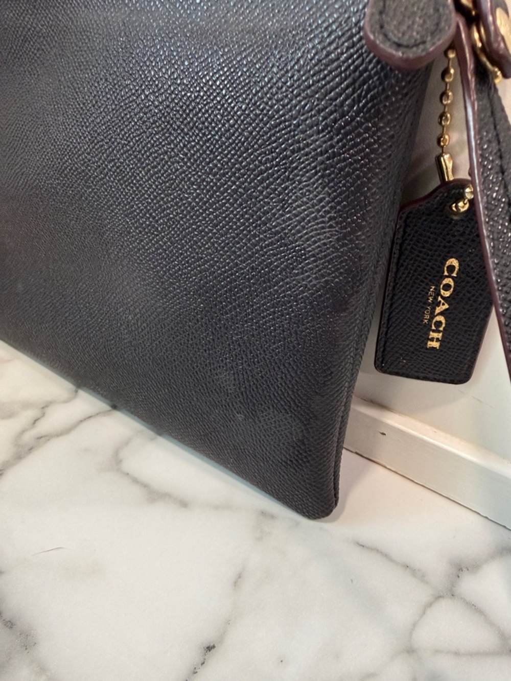Coach Crossgrain Leather Storypatch Pouch Clutch Bag in black - Picture 3 of 6